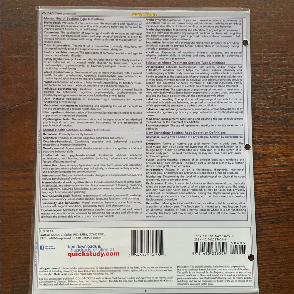 QuickStudy Medical Coding ICD-10-PCS - Picture 3 of 7